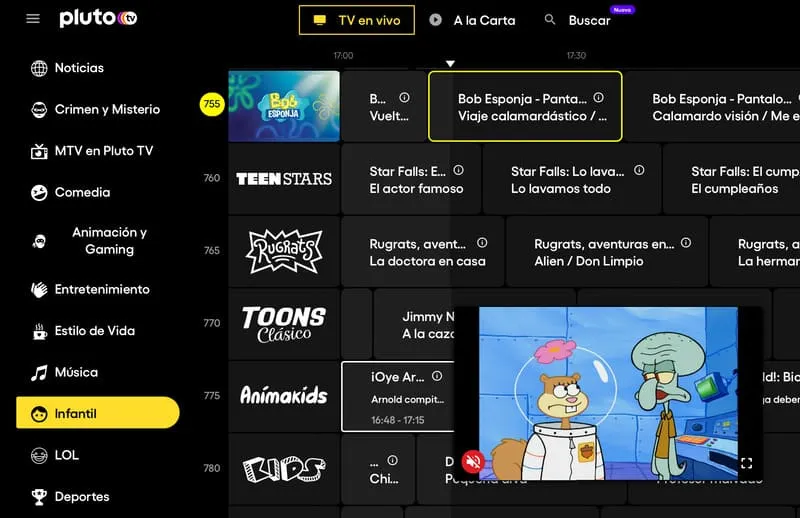 canales de tv en pluto tv