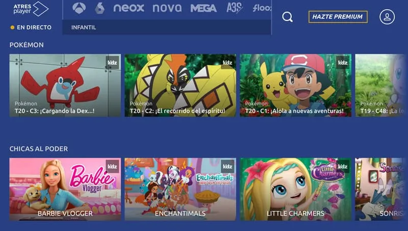 contenido infantil en la plataforma de streaming atresplayer