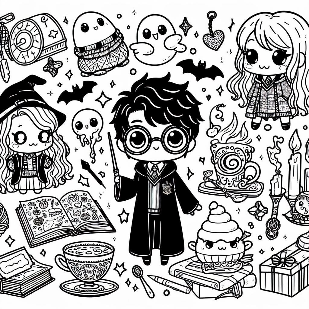 harry potter kawaii para colorear 2