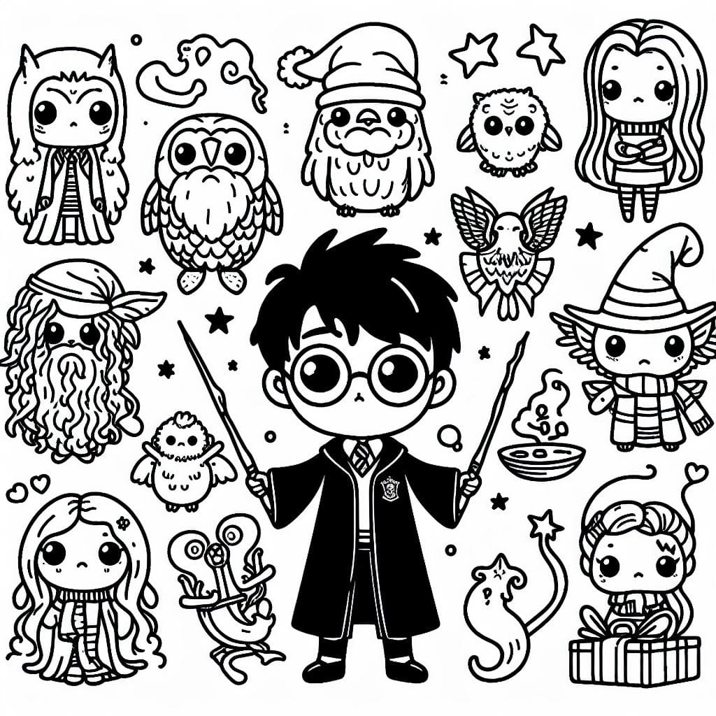 harry potter kawaii para colorear 3