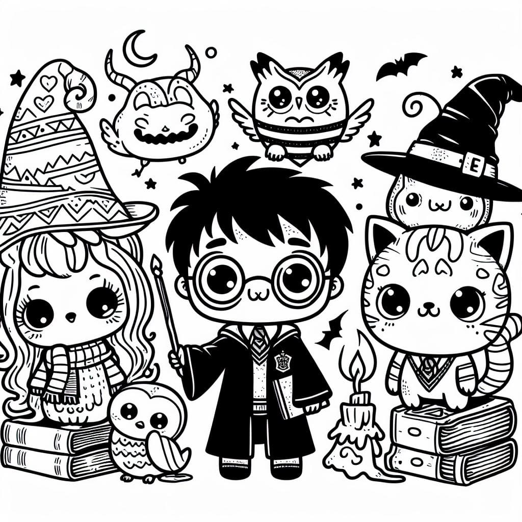 harry potter kawaii para colorear 4